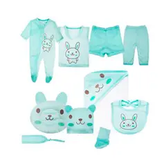 BABY KDS - Set primera muda 10 piezas glotoncitos - verde.