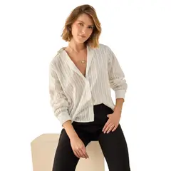 ESPRIT - Blusa para Dama Clásica Con Textura Rayada Femenina