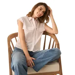 ESPRIT - Blusa para Dama Diseño a Rayas Manga Sisa Versátil