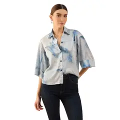 ESPRIT - Blusa para Dama Estampada Tipo Satín Diseño Moderno