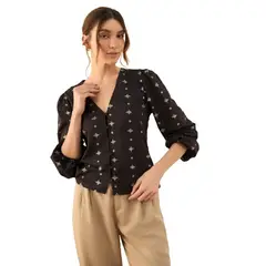 ESPRIT - Blusa para Dama con Estampado Dorado Diseño Formal