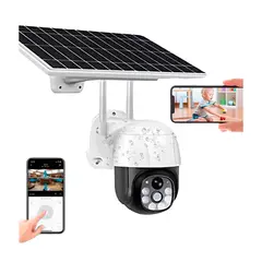 GENERICO - Camara Exterior Doble Lente Panel Solar Simcard 4g Resistente Al Agua