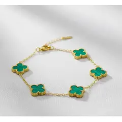 STAINLESS STEEL - Pulsera Tipo Van Cleef Verde En Acero Inoxidable + Caja