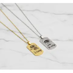 STAINLESS STEEL - Collar Para Pareja De Tu Conmigo Yo Contigo Novios Bicolor Regalo Amor & Amistad + Caja