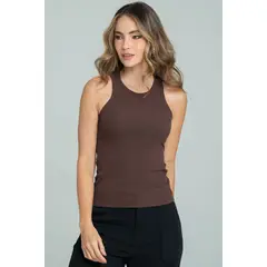 RAGGED - Camiseta atletica rib Cafe puro