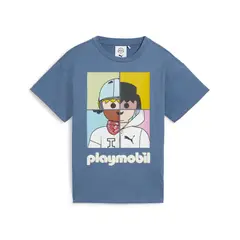 PUMA - Camisas Deportivas Original X Playmobil Azul Niños