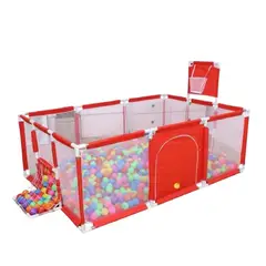 GENERICO - Corral Juegos Niños 180cm X 120cm Cesta Arco Futbol Pelotas