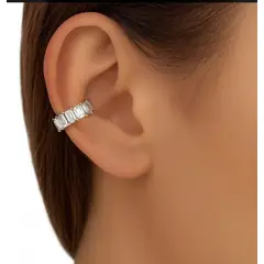 GENERICO - Aretes Ear Cuff Mujer Moda Elegante Blanco zircon