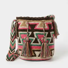 GENERICO - Mochila Artesanal Tejida a Mano Estilo Wayuu Multicolor