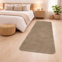 MITAPETE COM - Tapete Alfombra Camino Pie De Cama Peludo 50 X 140cms Beige