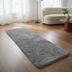 MITAPETE COM - Tapete Alfombra Camino Pie De Cama Peludo 50 X 140cms Gris