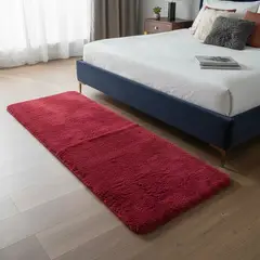 MITAPETE COM - Tapete Alfombra Camino Pie De Cama Peludo 50 X 140cms Rojo
