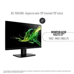 ACER - MONITOR GAMER KA272 - 27 FULL HD - PANEL IPS - 144HZ 1MS - AMD FREESYNC