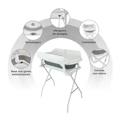 HAPPY BABY - Bañera Stand Plegable Con Soporte Y Cambiador Gris