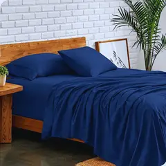 BALI - Sabanas Cama Queen Azul Oscuro Calidad Premium