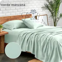 BALI - Sabanas Cama Semidoble Verde Manzana Calidad Premium