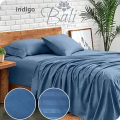 BALI - Sabanas Cama King Azul Índigo Calidad Premium