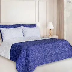 BALI - Colcha Cama Semidoble Azul