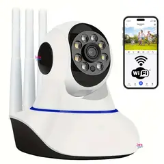 GENERICO - Cámara Robótica Seguridad Wifi 3 Antenas 1080p Micro Audio Blanco