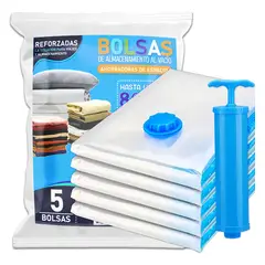 INNOVA - Kit Bolsas Aspiradora 6 Bolsas Ropa Viaje 50x40cm Y Bomba