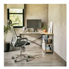 GENERICO - Escritorio Industrial Con Repisas Inferiores Café Y Negro