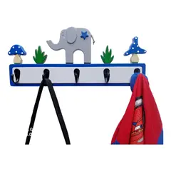 GENERICO - Perchero De Pared En Madera Para Niño Decoración Infantil Color Blanco Con Azu