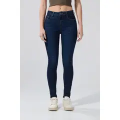 KOAJ - Jean jegging azul oscuro con bolsillos y tiro alto Mujer