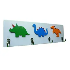GENERICO - Perchero De Pared Para Niños Diseño Dinosaurios Color Blanco Arena