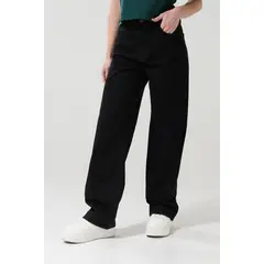 KOAJ - Jean bota recta 90´S negro con bolsillos y tiro alto Mujer