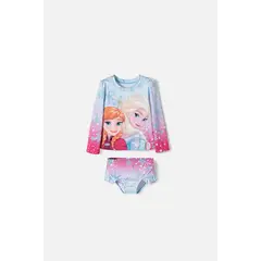 DISNEY - Conjunto de baño de Frozen manga larga multicolor para niña 2T a 6T