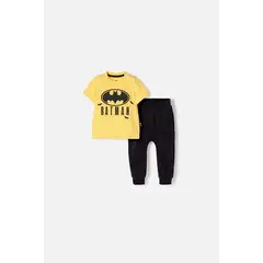 DC COMICS - Conjunto de Batman pantalón largo amarillo y negro para bebé niño