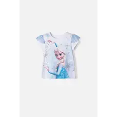 DISNEY - Camiseta de Frozen manga corta blanco para niña 2T a 6T