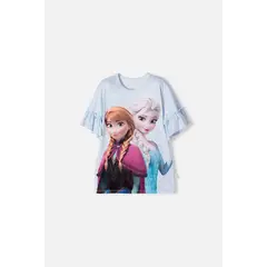 DISNEY - Camiseta de Frozen manga corta azul cielo para niña