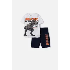 UNIVERSAL - Conjunto de Jurassic World con bermuda multicolor para niño