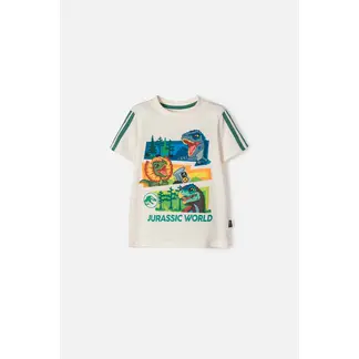 UNIVERSAL - Camiseta de Jurassic World manga corta marfil para niño 2T a 6T