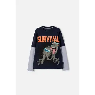 UNIVERSAL - Camiseta de Jurassic World manga larga azul para niño
