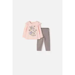 DISNEY - Conjunto de Tambor pantalón largo rosa para bebé niña