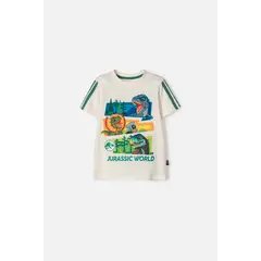 UNIVERSAL - Camiseta de Jurassic World manga corta marfil para niño 2T a 6T