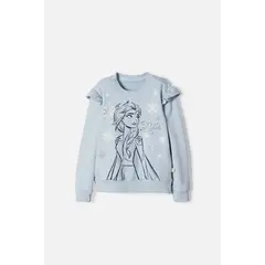 DISNEY - Buzo de Frozen cerrado azul cielo para niña