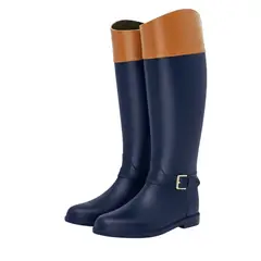 BOTTPLIE - Botas Lluvia Impermeable Mujer Eternity Twin Buckle - Azul / Camel