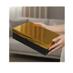 INFANTILES CAJUROMIX - Caja De Regalo Metalizada Con Tapa Elegante 30 Cm Dorado