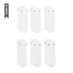 NIKE - Medias Everydy Cush Crew 6Pr 108 Niño-Blanco Negro