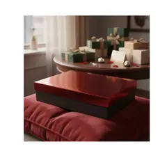 GENERICO - Caja De Regalo Metalizada Con Tapa Elegante 30 Cm Rojo