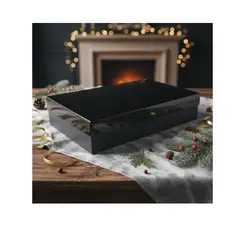 GENERICO - Caja De Regalo Metalizada Con Tapa Elegante 30 Cm Negro