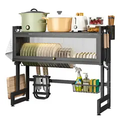 GENERICO - Escurridor Platos Cocina Con Gabinete Color Negro