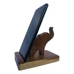 GENERICO - Porta-celular Soporte En Madera Artesanal 100% A Mano Antideslizante