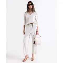 SEVEN SEVEN - Pantalón Sastrero Con Pretina Clásica Para Mujer Crema