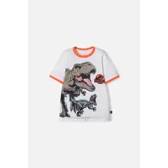 UNIVERSAL - Camiseta de Jurassic World manga corta blanco para niño
