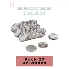 GENERICO - Broche Imán Redondo 17 mm - con Adhesivo 3M - Pack 20 Unidades - Fuerte sujeción y adherencia.