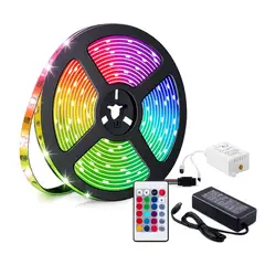 GENERICO - Cinta Luz Led 5 metros RGB con control remoto y adaptador
